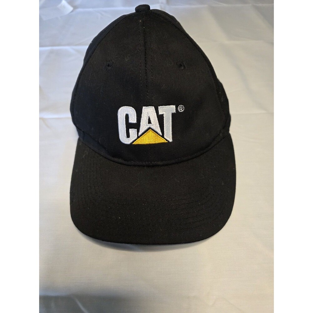 CAT Black Adjustable Baseball Cap Men Solid Casual Workwear Hat One Size